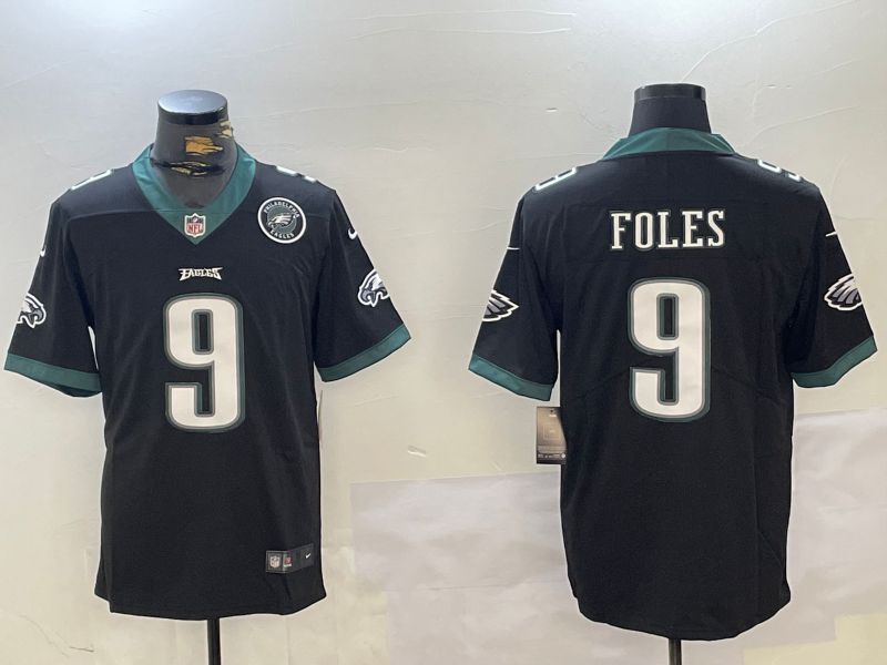 Men Philadelphia Eagles #9 Foles Black 2024 Nike Vapor Limited NFL Jersey style 1